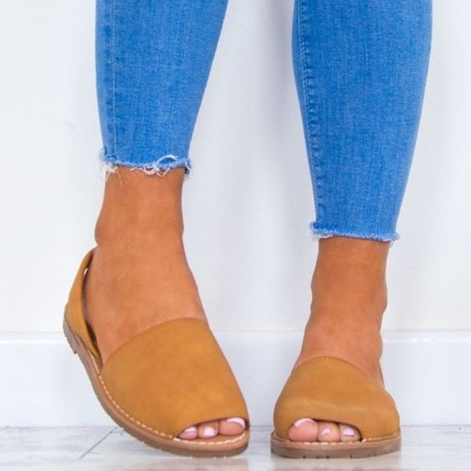 JFN  Summer Women Flip FlopArtificial Suede Peep Plus Size Toe Slip on Sandals